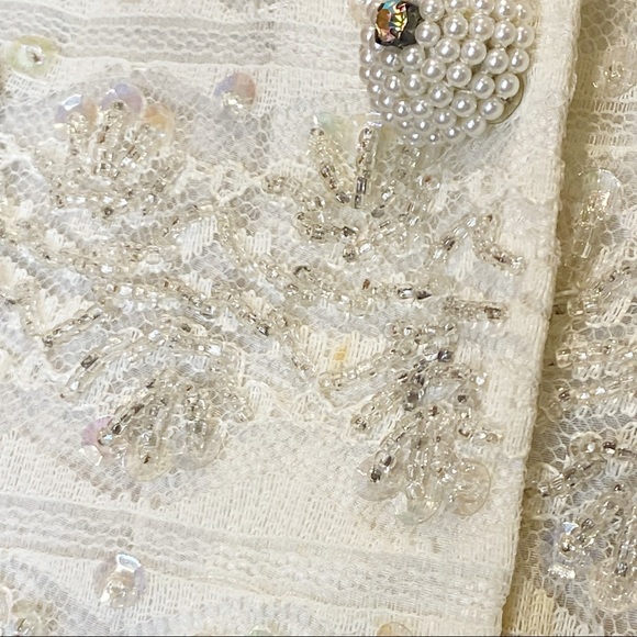 Vintage Belted Lace Button Up Shirt With Sequins and Beads - Picture 12 of 15